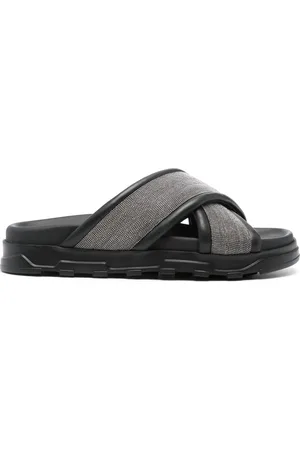 Fabiana Filippi Rhinestone-embellished leather slides