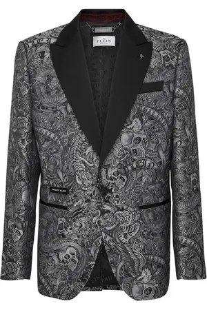 Philipp Plein Tattoo-print twill blazer