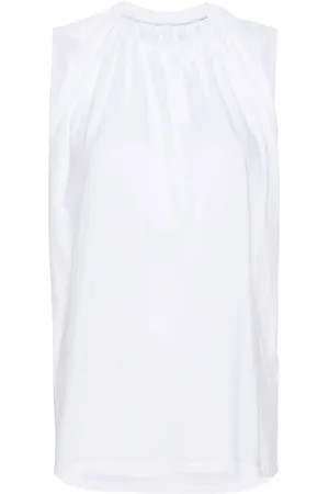 Maison Margiela Gathered-detail cotton tank top