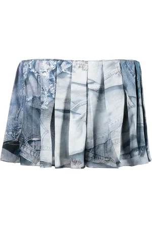 Natasha Zinko Denim-print pleated skort