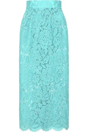 Dolce & Gabbana Floral-lace high-waisted midi skirt