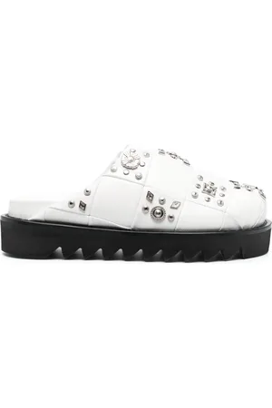 TOGA PULLA Stud-embellished leather slippers