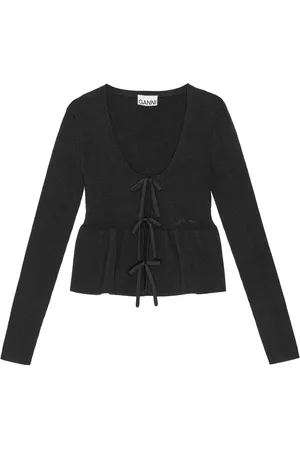 Ganni Tie fastening long sleeve cardigan