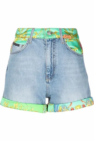 Philipp Plein New Baroque-print panelled denim shorts