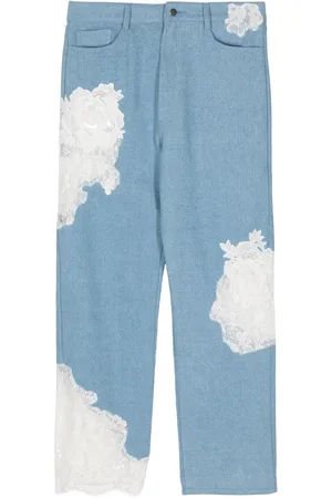 Collina Strada Floral lace detailing cotton jeans