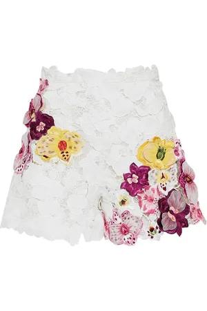 Oscar de la Renta Orchid embroidered guipure shorts