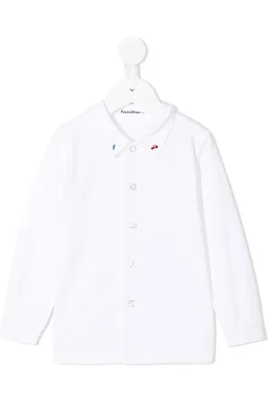 Familiar Embroidered-collar shirt