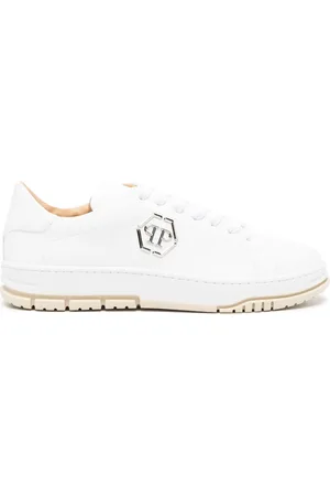 Philipp Plein Logo-plaque pebbled leather sneakers