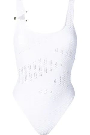 AMIR SLAMA Open-knit square-neck one-piece