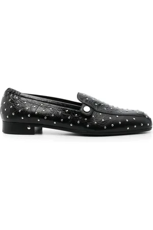 LAURENCE DACADE Stud-embellished creased leather loafers
