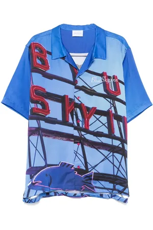 BLUE SKY INN Red Neon Sign-print Shirt