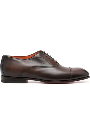 santoni Almond-toe leather oxford shoes