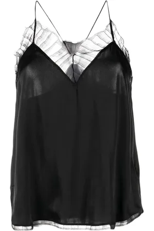 IRO Lace-embellished silk top