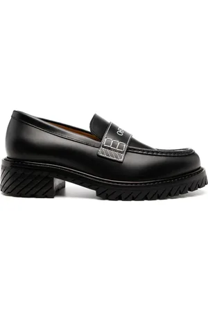 OFF-WHITE Military logo-print leather loafers