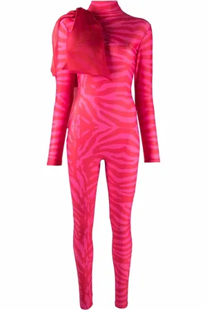 Atu Body Couture Tiger-print organza-bow catsuit