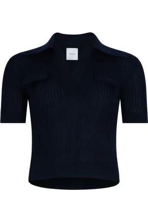 Patou Ribbed knit polo top