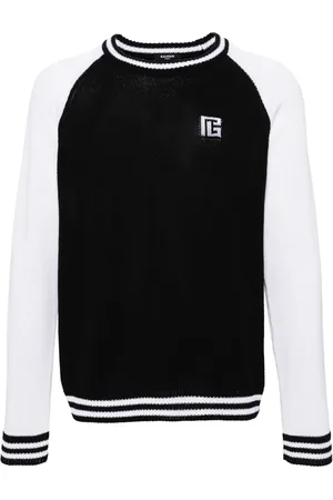 Balmain Colour-block ribbed-knit jumper