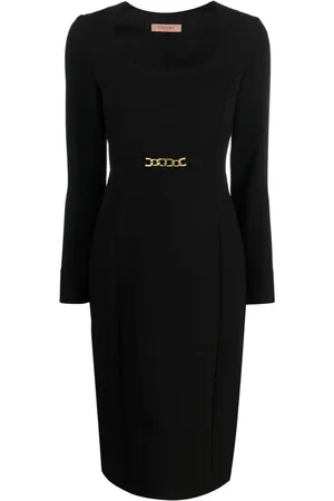 Twin-Set Chain link-detail long-sleeve dress