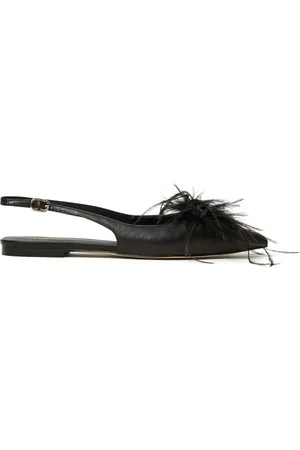 Twin-Set Feather-detail slingback ballet flats
