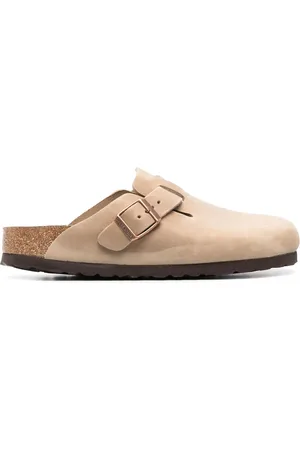Birkenstock Buckle-detail leather slippers