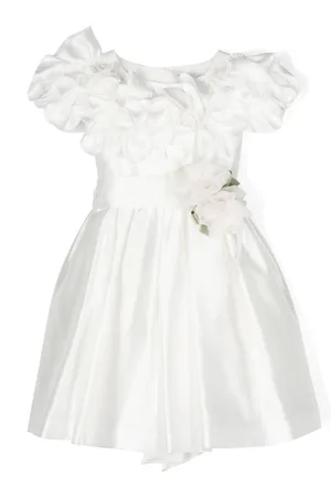MONNALISA Venice ruffle-detail satin dress
