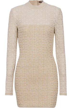 Balmain PB Labyrinth-jacquard knit dress