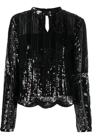 Twin-Set Sequin-embellished keyhole-neck blouse