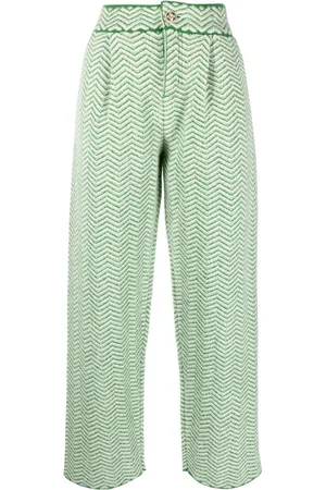Barrie Chevron-knit pleated trousers