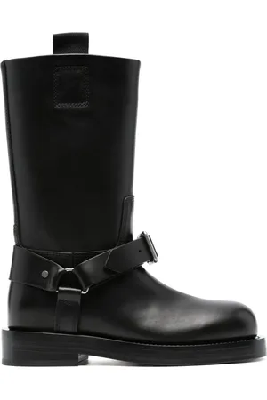 Burberry Buckled-strap leather boots