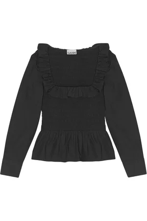 Ganni Cotton poplin smock blouse