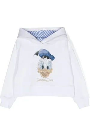 MONNALISA Graphic-print rhinestone-embellished hooded