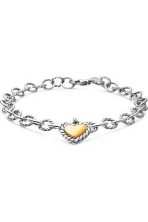 David Yurman 18kt yellow gold and sterling Cable Collectibles Cookie Classic Heart bracelet (4.5mm)
