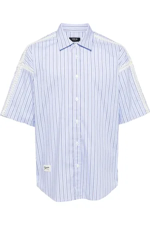 FIVE CM Embroidered-detail striped shirt