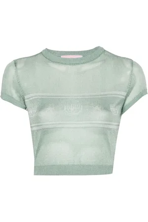 Chiara Ferragni Eyelike-motif metallic cropped jumper