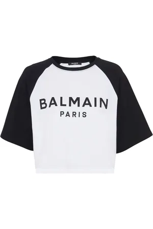 Balmain Logo-print cropped cotton T-shirt