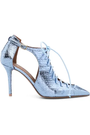 MALONE SOULIERS Montana 85mm lace-up metallic pumps