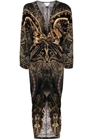 Camilla Graphic-print twist-front dress