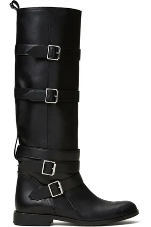 Twin-Set Buckle-strap leather boots