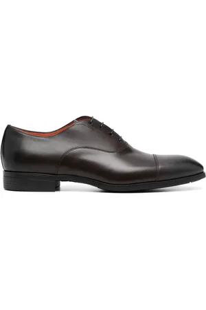 santoni Almond-toe lace-up leather shoes