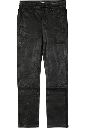 Paige Crinkled-finish straight-leg jeans