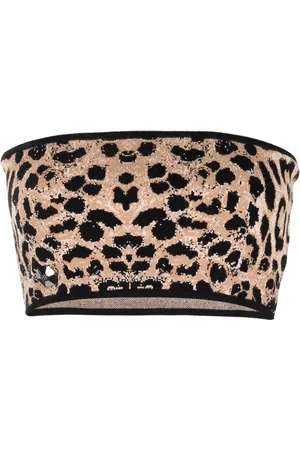 Philipp Plein Knitted leopard-print bandeau top