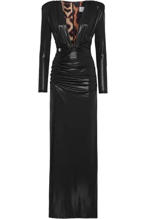 Philipp Plein Ruched lam??-effect maxi dress