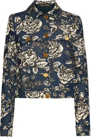 Oscar de la Renta Rose-print denim jacket