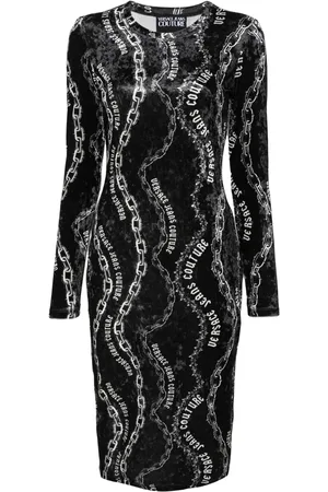 VERSACE Chain Couture-print midi dress