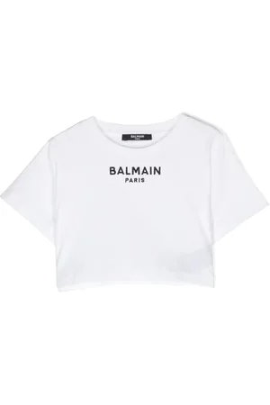 Balmain Logo-embroidered cropped T-shirt