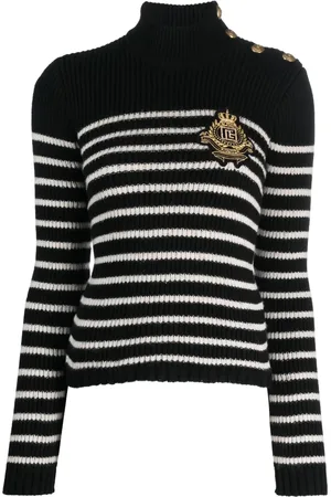 Balmain Logo-patch striped jumper