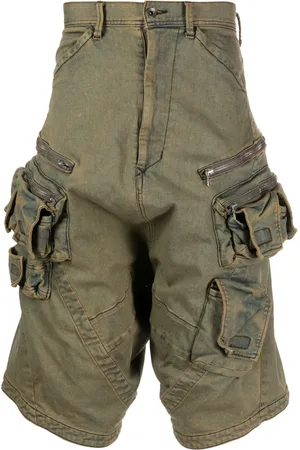 JULIUS Drop-crotch denim cargo shorts