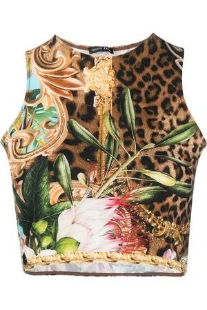 Philipp Plein Baroque-flower crop top