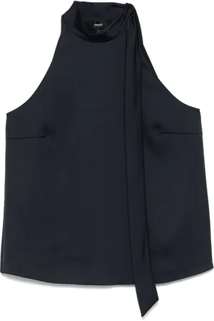 THEORY Textured-satin halter top