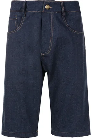AMIR SLAMA Logo-patch denim shorts